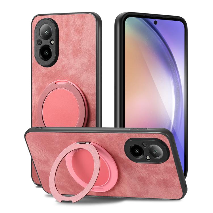 For Realme C67 4G Retro Leather Rotation Round Holder Phone Case