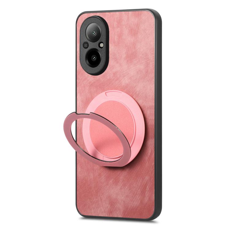 For Realme C67 4G Retro Leather Rotation Round Holder Phone Case