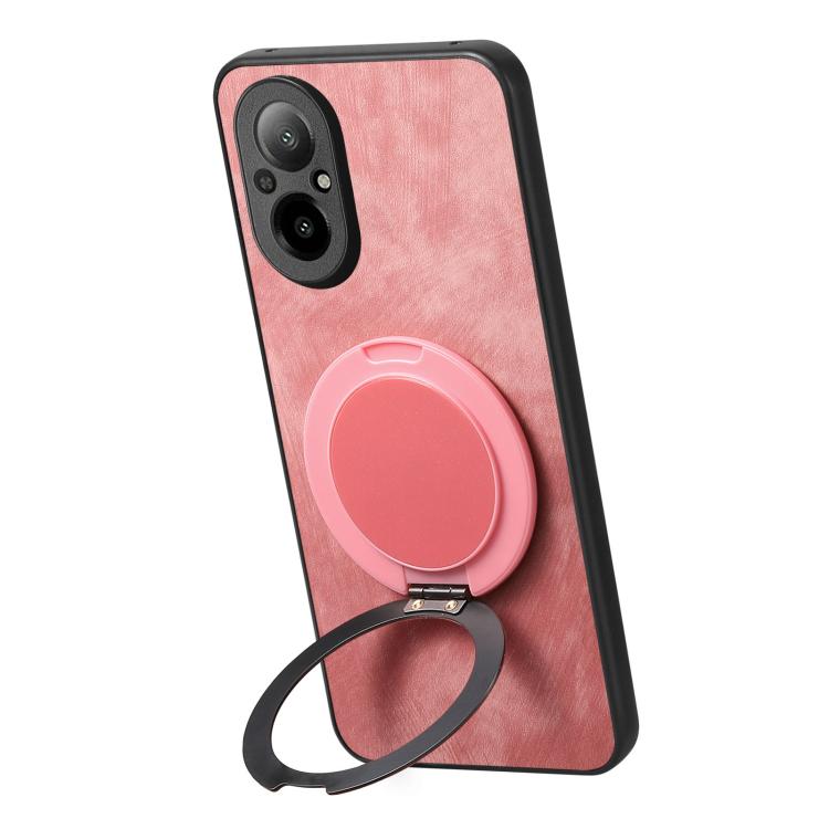 For Realme C67 4G Retro Leather Rotation Round Holder Phone Case