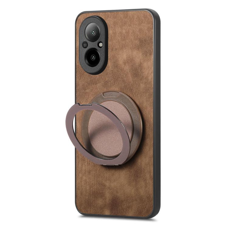 For Realme C67 4G Retro Leather Rotation Round Holder Phone Case