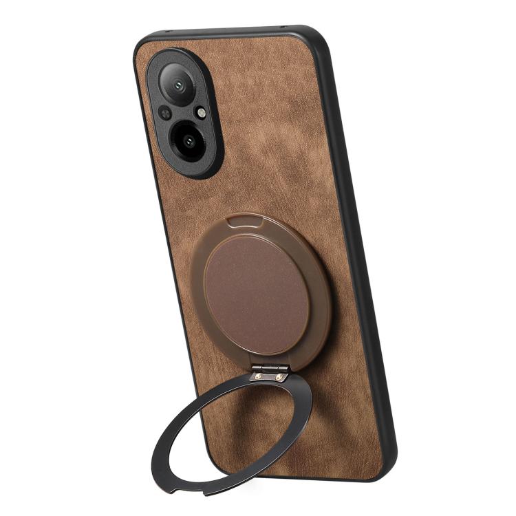 For Realme C67 4G Retro Leather Rotation Round Holder Phone Case