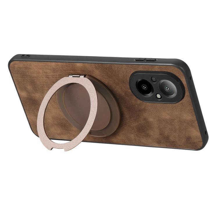 For Realme C67 4G Retro Leather Rotation Round Holder Phone Case