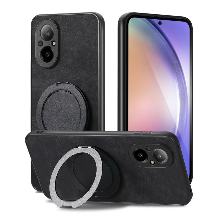 For Realme C67 4G Retro Leather Rotation Round Holder Phone Case
