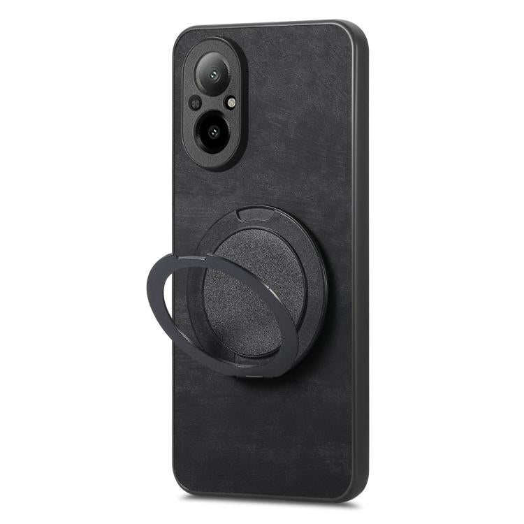 For Realme C67 4G Retro Leather Rotation Round Holder Phone Case