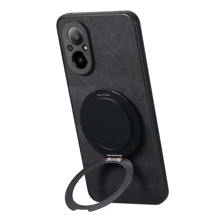 For Realme C67 4G Retro Leather Rotation Round Holder Phone Case