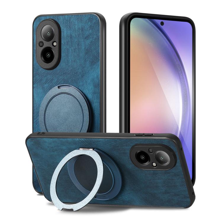 For Realme C67 4G Retro Leather Rotation Round Holder Phone Case