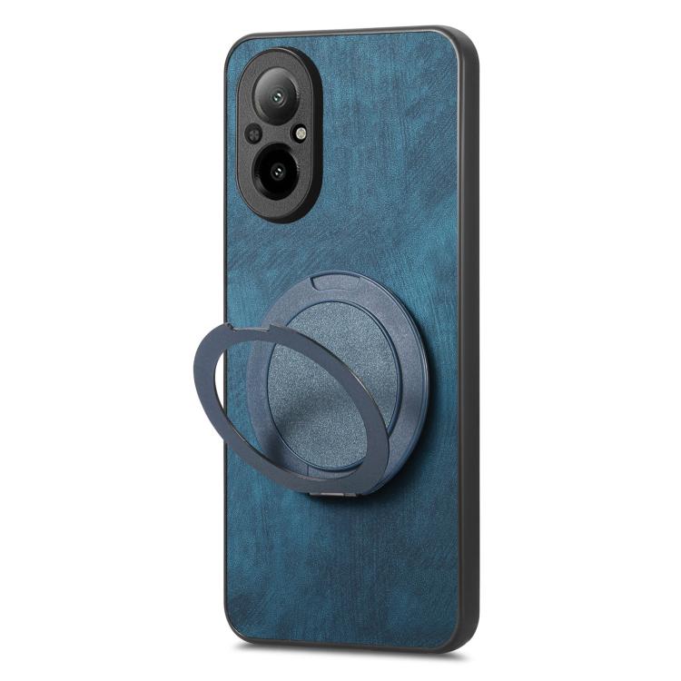 For Realme C67 4G Retro Leather Rotation Round Holder Phone Case