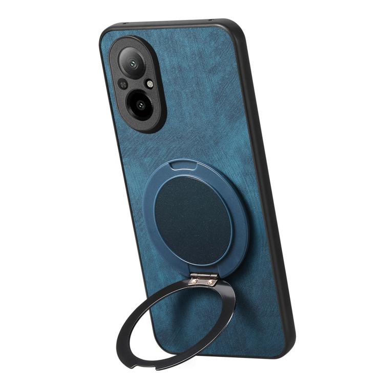 For Realme C67 4G Retro Leather Rotation Round Holder Phone Case