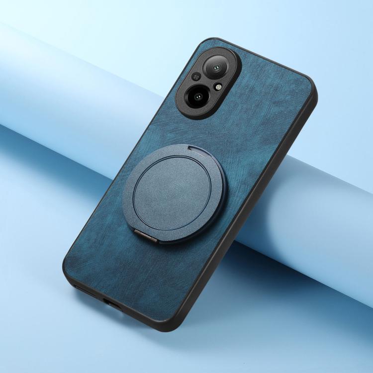For Realme C67 4G Retro Leather Rotation Round Holder Phone Case