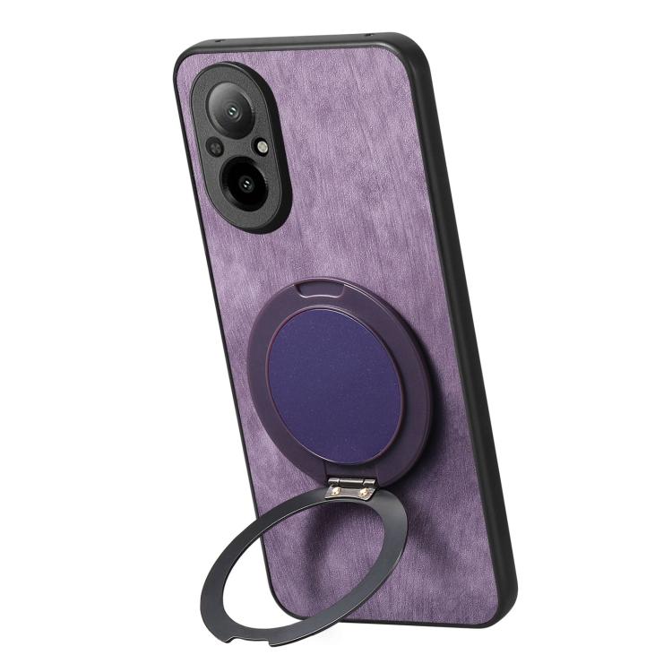 For Realme C67 4G Retro Leather Rotation Round Holder Phone Case
