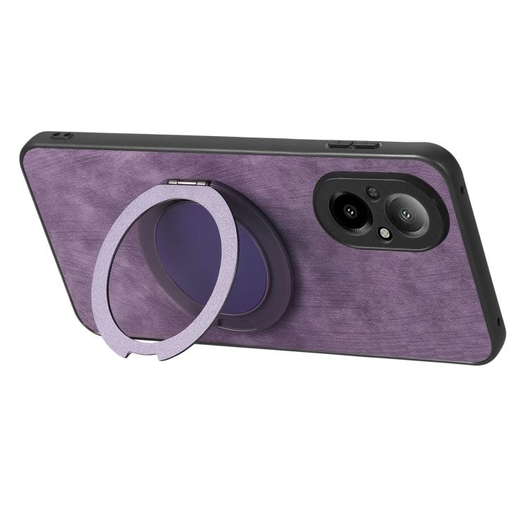 For Realme C67 4G Retro Leather Rotation Round Holder Phone Case