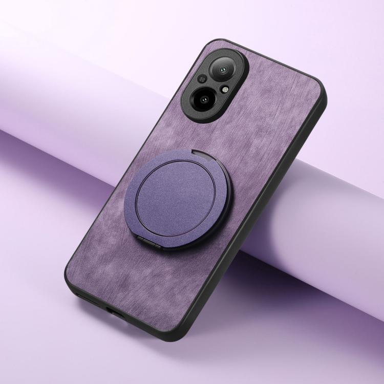 For Realme C67 4G Retro Leather Rotation Round Holder Phone Case