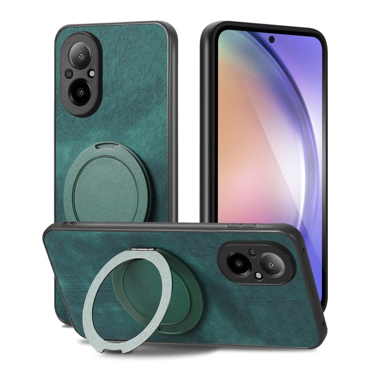 For Realme C67 4G Retro Leather Rotation Round Holder Phone Case
