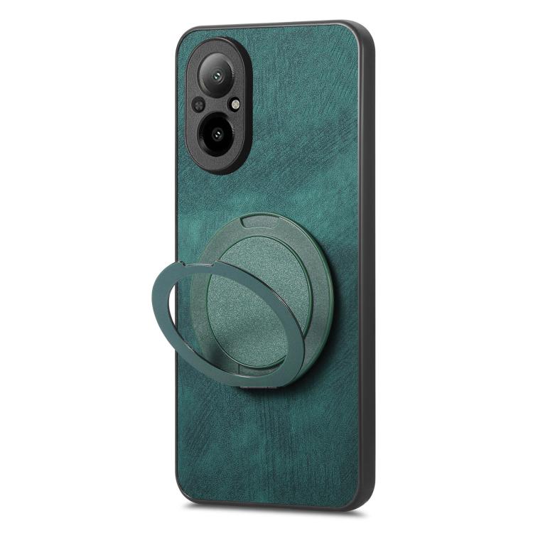 For Realme C67 4G Retro Leather Rotation Round Holder Phone Case
