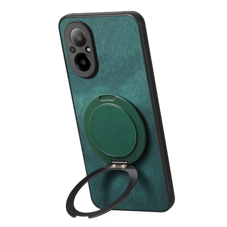 For Realme C67 4G Retro Leather Rotation Round Holder Phone Case
