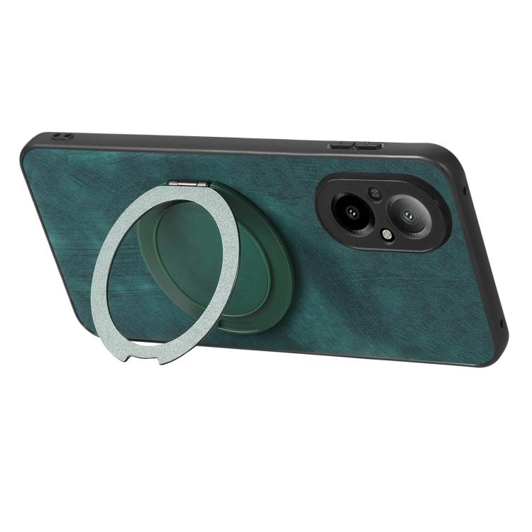 For Realme C67 4G Retro Leather Rotation Round Holder Phone Case