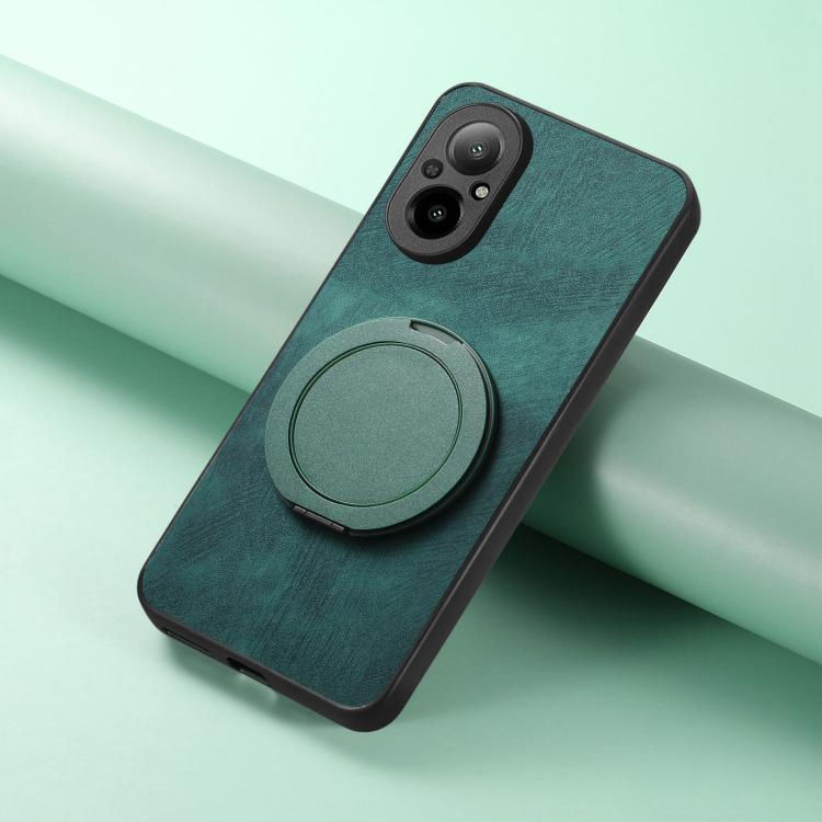 For Realme C67 4G Retro Leather Rotation Round Holder Phone Case