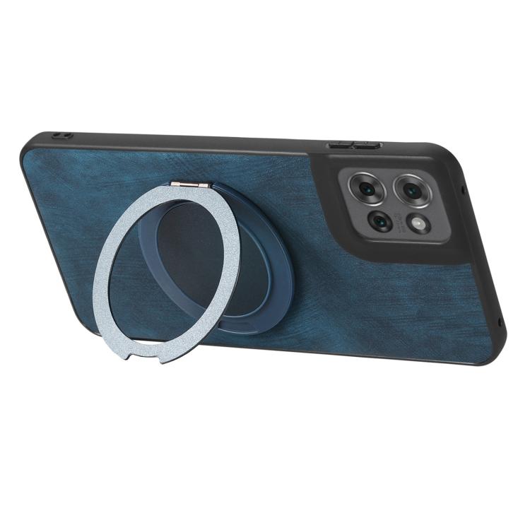 For Motorola Edge 50 Retro Leather Rotation Round Holder Phone Case