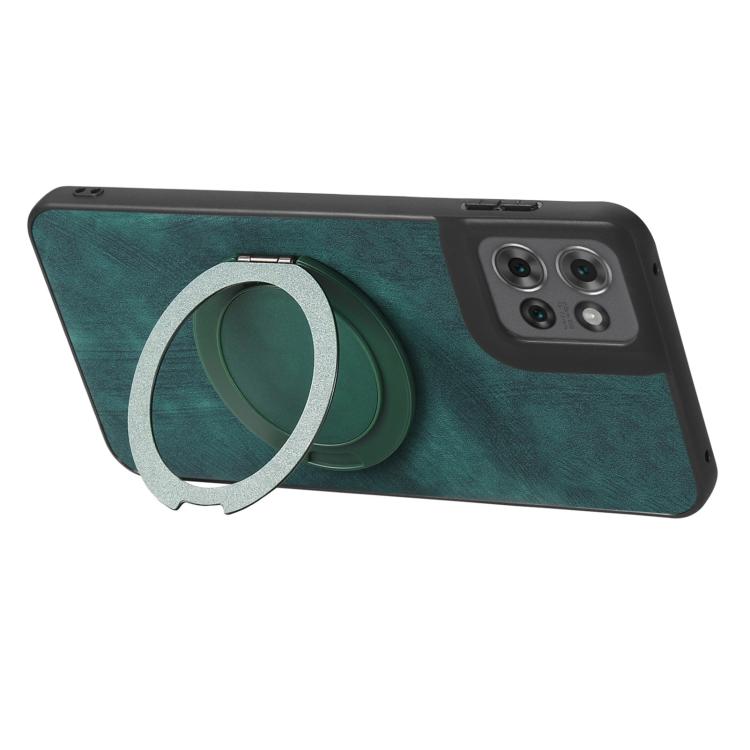 For Motorola Edge 50 Retro Leather Rotation Round Holder Phone Case