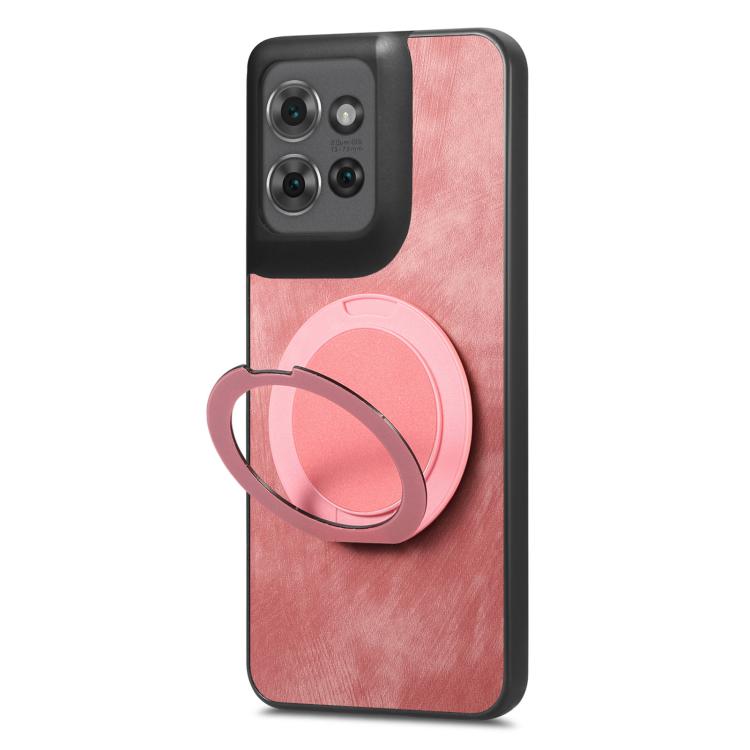 For Motorola Edge 60 / 60s Retro Leather Rotation Round Holder Phone Case