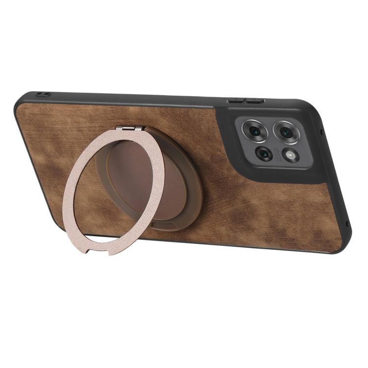 For Motorola Edge 60 / 60s Retro Leather Rotation Round Holder Phone Case