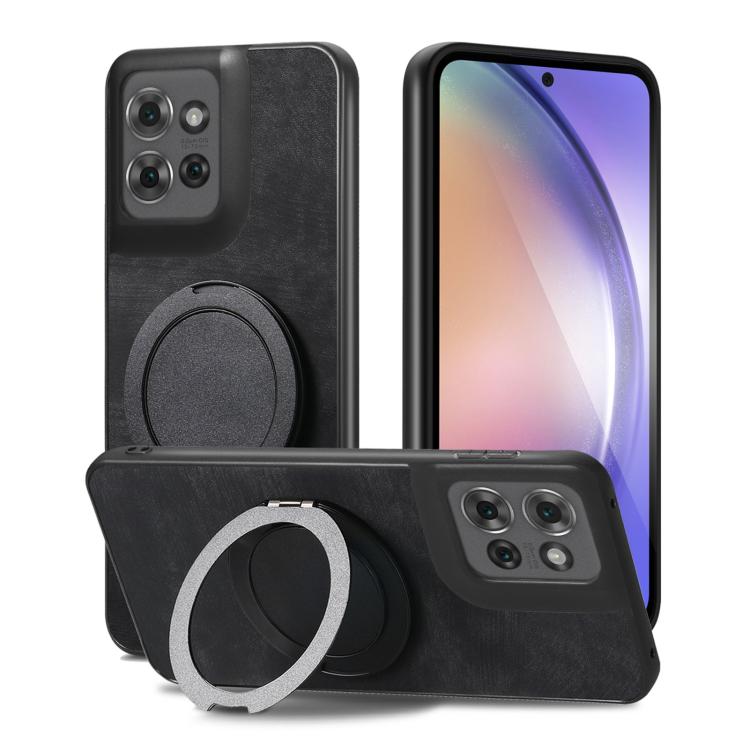 For Motorola Edge 60 / 60s Retro Leather Rotation Round Holder Phone Case