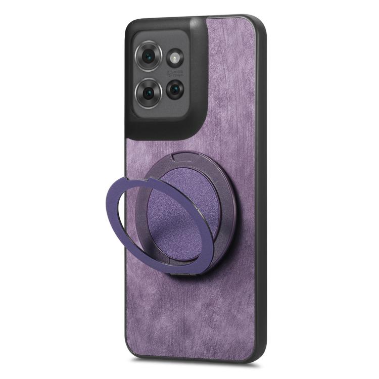 For Motorola Edge 60 / 60s Retro Leather Rotation Round Holder Phone Case