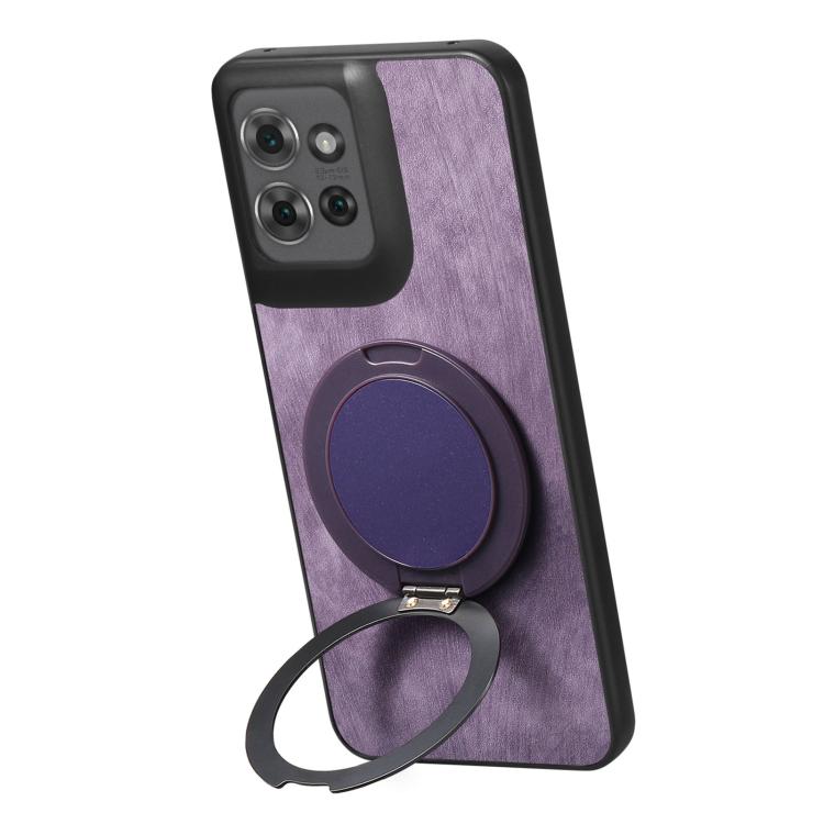 For Motorola Edge 60 / 60s Retro Leather Rotation Round Holder Phone Case