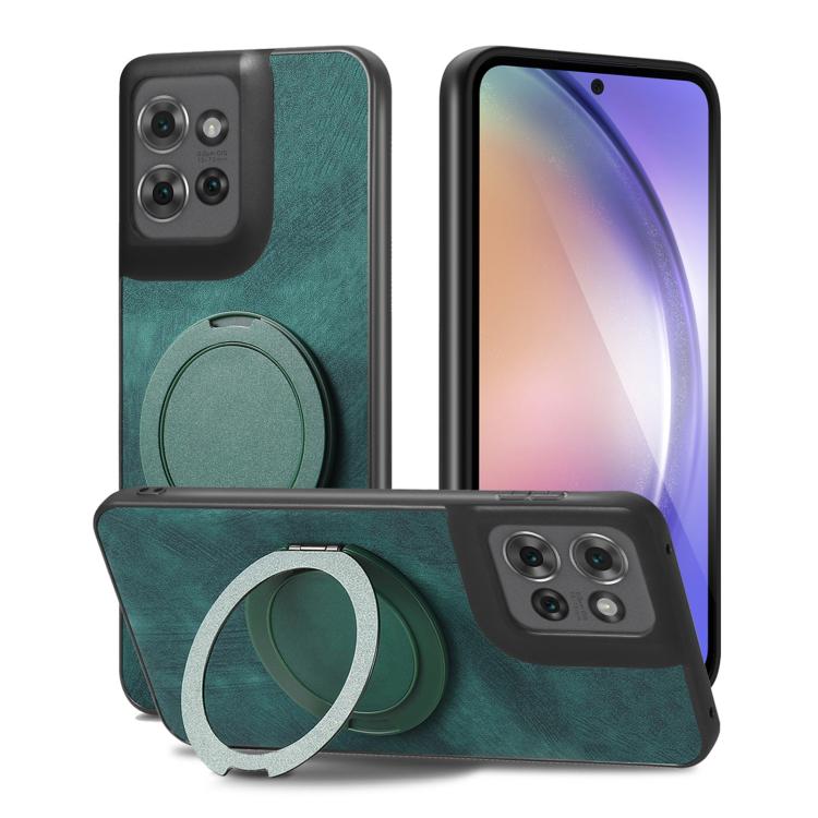 For Motorola Edge 60 / 60s Retro Leather Rotation Round Holder Phone Case