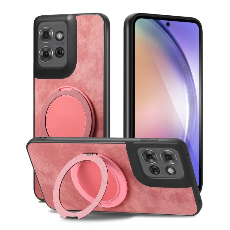 For Motorola Edge 60 Stylus Retro Leather Rotation Round Holder Phone Case