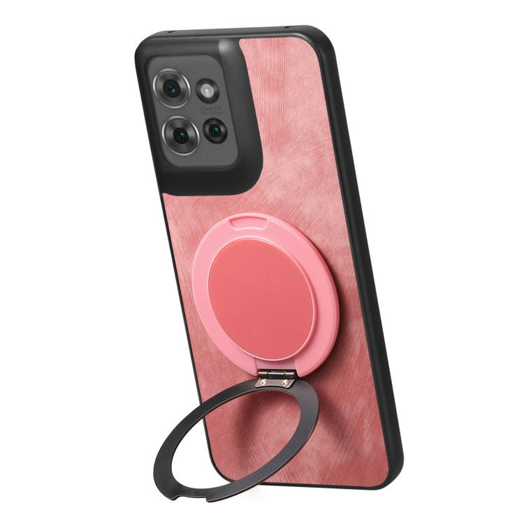 For Motorola Edge 60 Stylus Retro Leather Rotation Round Holder Phone Case