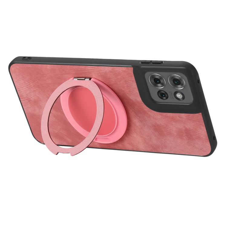For Motorola Edge 60 Stylus Retro Leather Rotation Round Holder Phone Case