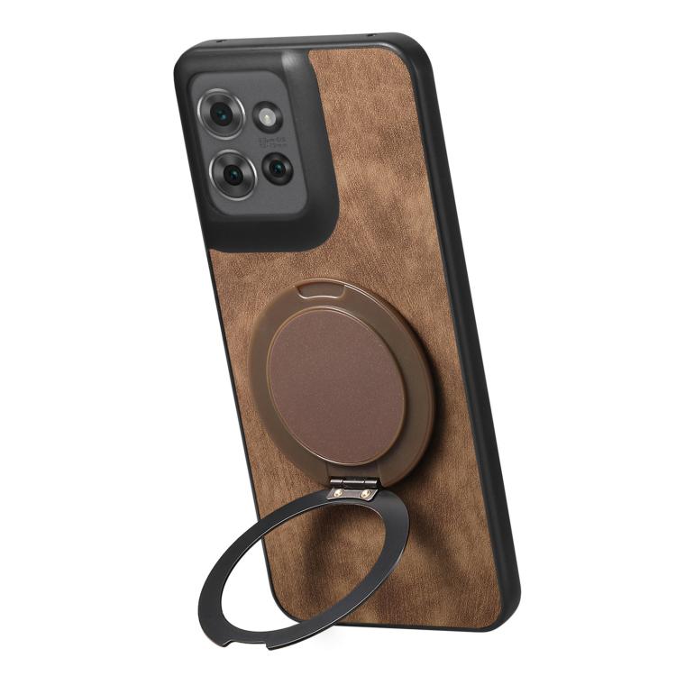 For Motorola Edge 60 Stylus Retro Leather Rotation Round Holder Phone Case
