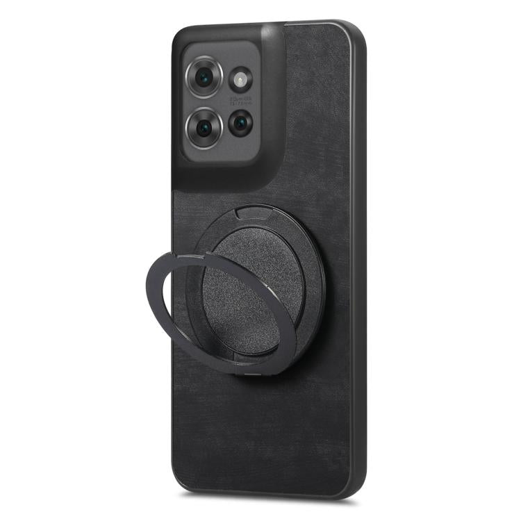For Motorola Edge 60 Stylus Retro Leather Rotation Round Holder Phone Case