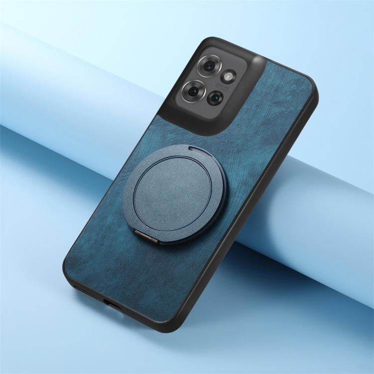 For Motorola Edge 60 Stylus Retro Leather Rotation Round Holder Phone Case