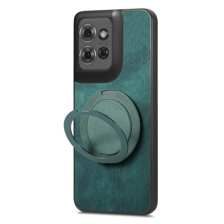 For Motorola Edge 60 Stylus Retro Leather Rotation Round Holder Phone Case