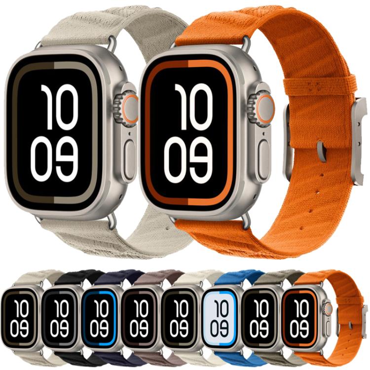 For Apple Watch 46mm / 49mm / 45mm / 44mm Style H Twill Nylon Watch Band