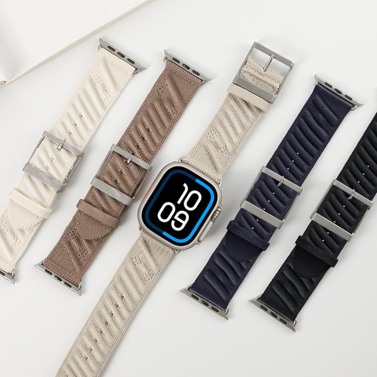 For Apple Watch 46mm / 49mm / 45mm / 44mm Style H Twill Nylon Watch Band