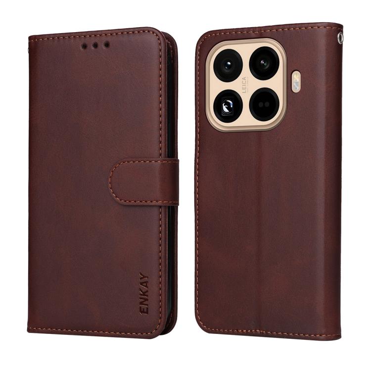 For Xiaomi 15T Pro ENKAY Card Wallet Calf Texture Leather Phone Case with 0.18mm High Aluminum-silicon Glass Film