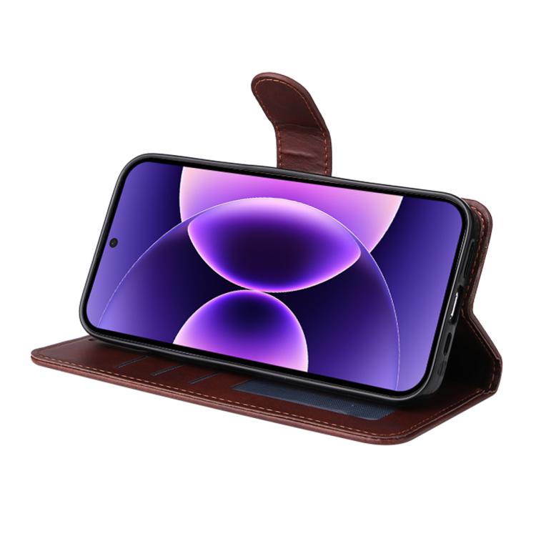 For Xiaomi 17 Pro Max ENKAY Card Wallet Calf Texture Leather Phone Case with 0.18mm High Aluminum-silicon Glass Film