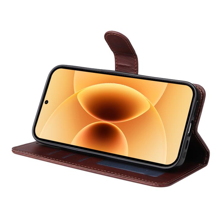 For Xiaomi 17 ENKAY Card Wallet Calf Texture Leather Phone Case with 0.18mm High Aluminum-silicon Glass Film
