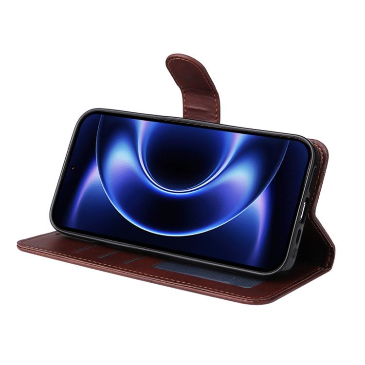 For Xiaomi 17 Ultra ENKAY Card Wallet Calf Texture Leather Phone Case with 0.18mm High Aluminum-silicon Glass Film