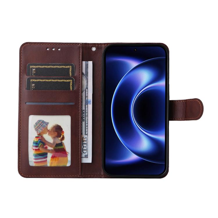 For Xiaomi 17 Ultra ENKAY Card Wallet Calf Texture Leather Phone Case with 0.18mm High Aluminum-silicon Glass Film