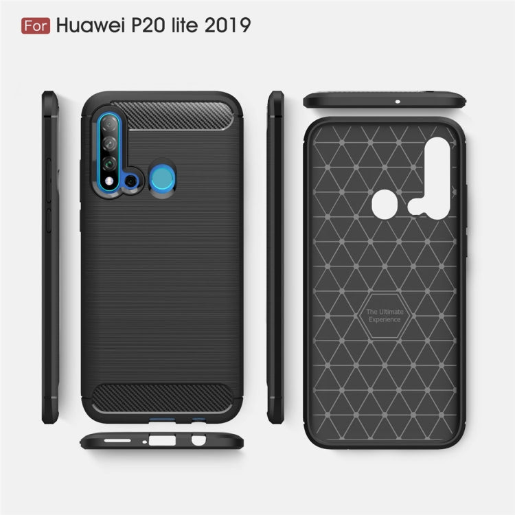 Brushed Texture Carbon Fiber TPU Case for Huawei Nova5i / P20 Lite 2019(Red)