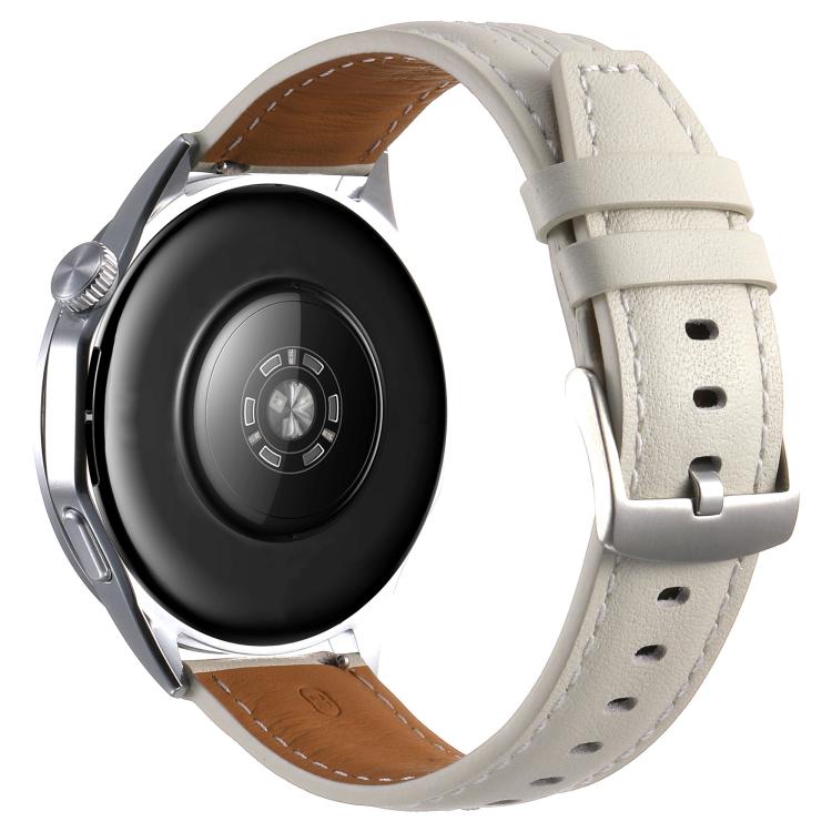 For Huawei Watch GT 6 46mm Silver Buckle Leather Watch Band