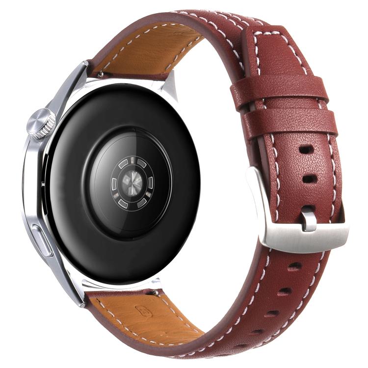 For Huawei Watch GT 6 46mm Silver Buckle Leather Watch Band