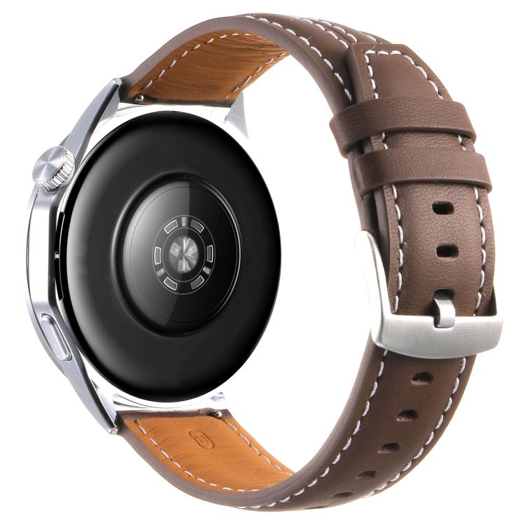 For Huawei Watch GT 6 46mm Silver Buckle Leather Watch Band