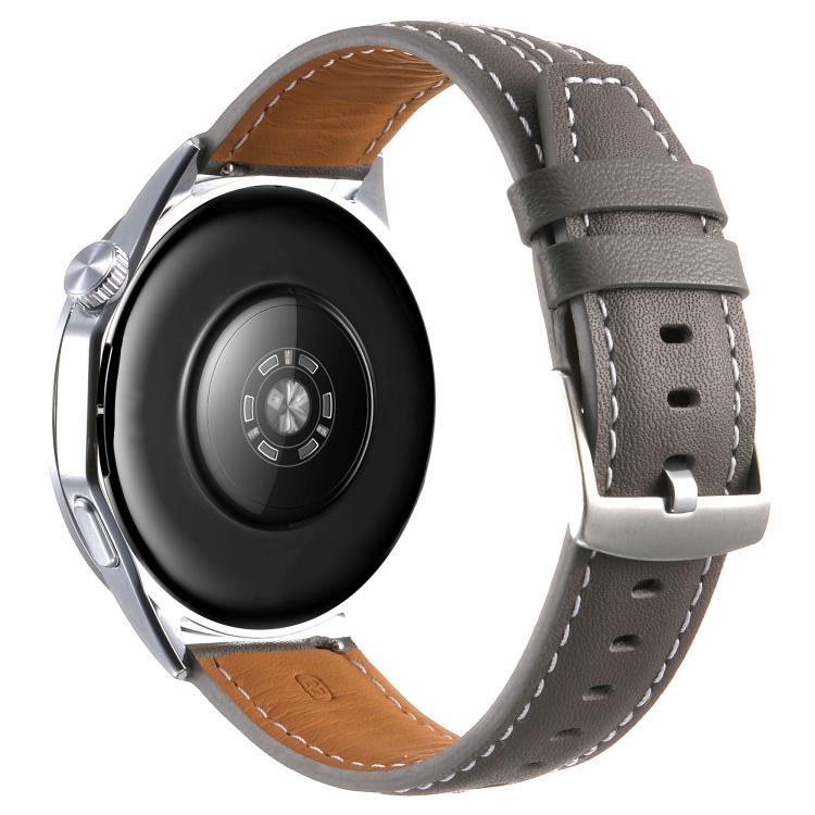 For Huawei Watch GT 6 46mm Silver Buckle Leather Watch Band
