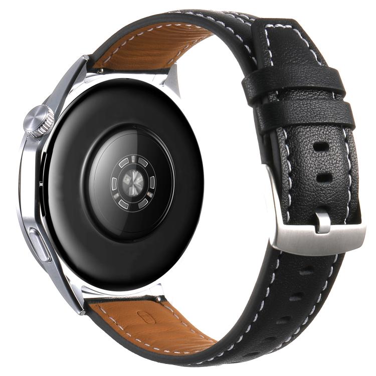 For Huawei Watch GT 6 46mm Silver Buckle Leather Watch Band