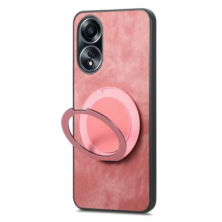 For OPPO A58 5G Retro Leather Rotation Round Holder Phone Case